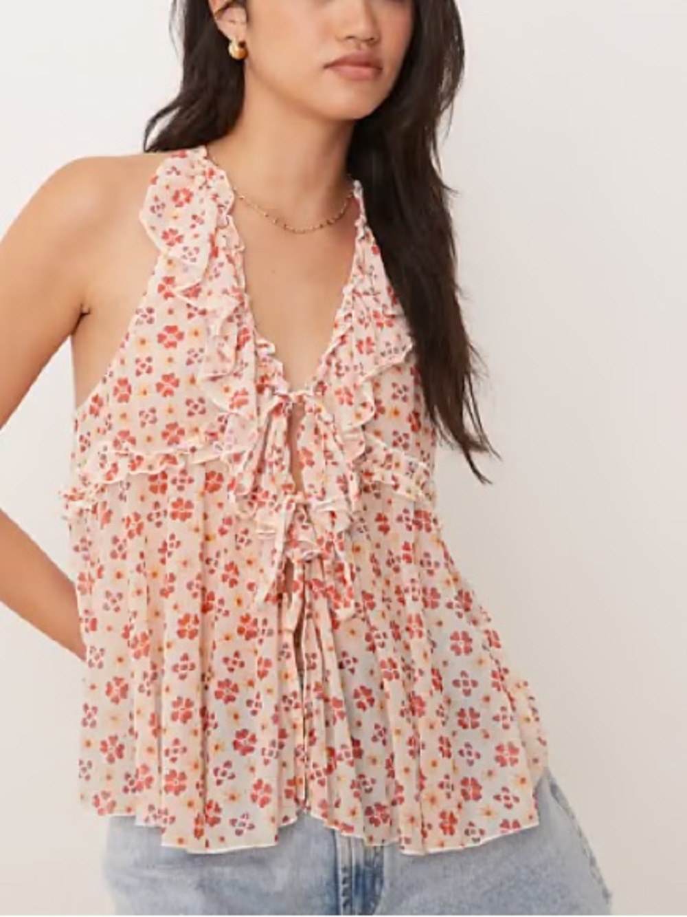 Free People Fearless Knit Tank in Ivory Combo size Medium NWT